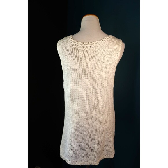VIntage J Jill Tank Top Crochet Sweater Sheer Knit Cottagecore Beachy White L - Picture 5 of 9
